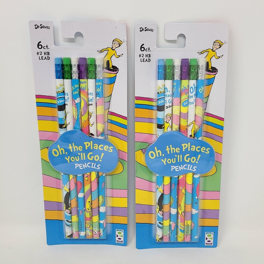 Lot of 2 | Dr. Seuss Pencils | Oh, the Places You'll Go! | 6 ct.
